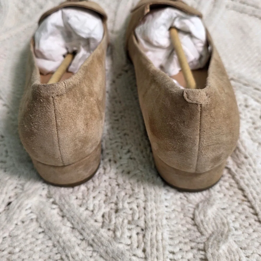 Cole Haan Grand 360 Suede Pointed Toe Bow Loafers Flats Tan Women 10B